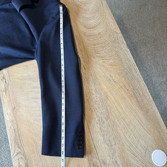 Lauren Ralph Lauren Ultraflex LONG Wool Blend 2 Button Suit Blazer Blue 46L - Picture 12 of 13